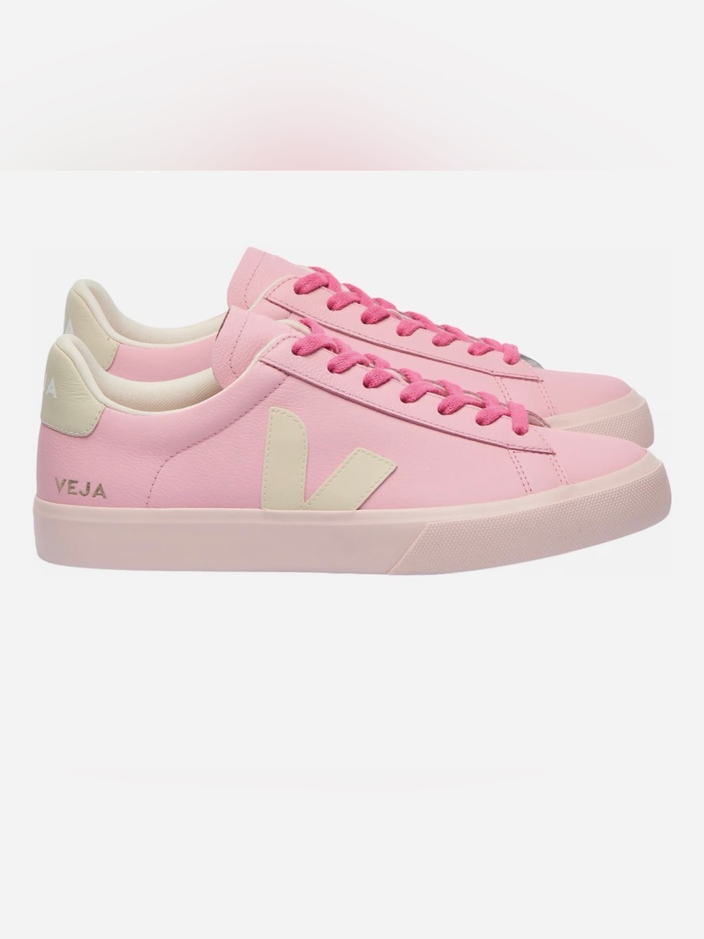 Veja Campo Chromefree Leather Shoes  in Colour Guimauve - Pierre - Petale Size 7